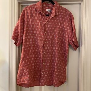 Peter Millar Large 100% Linen Coral Patterned Casual Shirt
